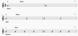 Screenshot of MuseScore notation software showing an introduction to rhythm