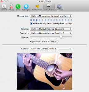Example of Skype video and audio settings.